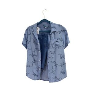 Tommy Bahama Boys Marlin Fish Print Shirt and Shorts. Light Blue